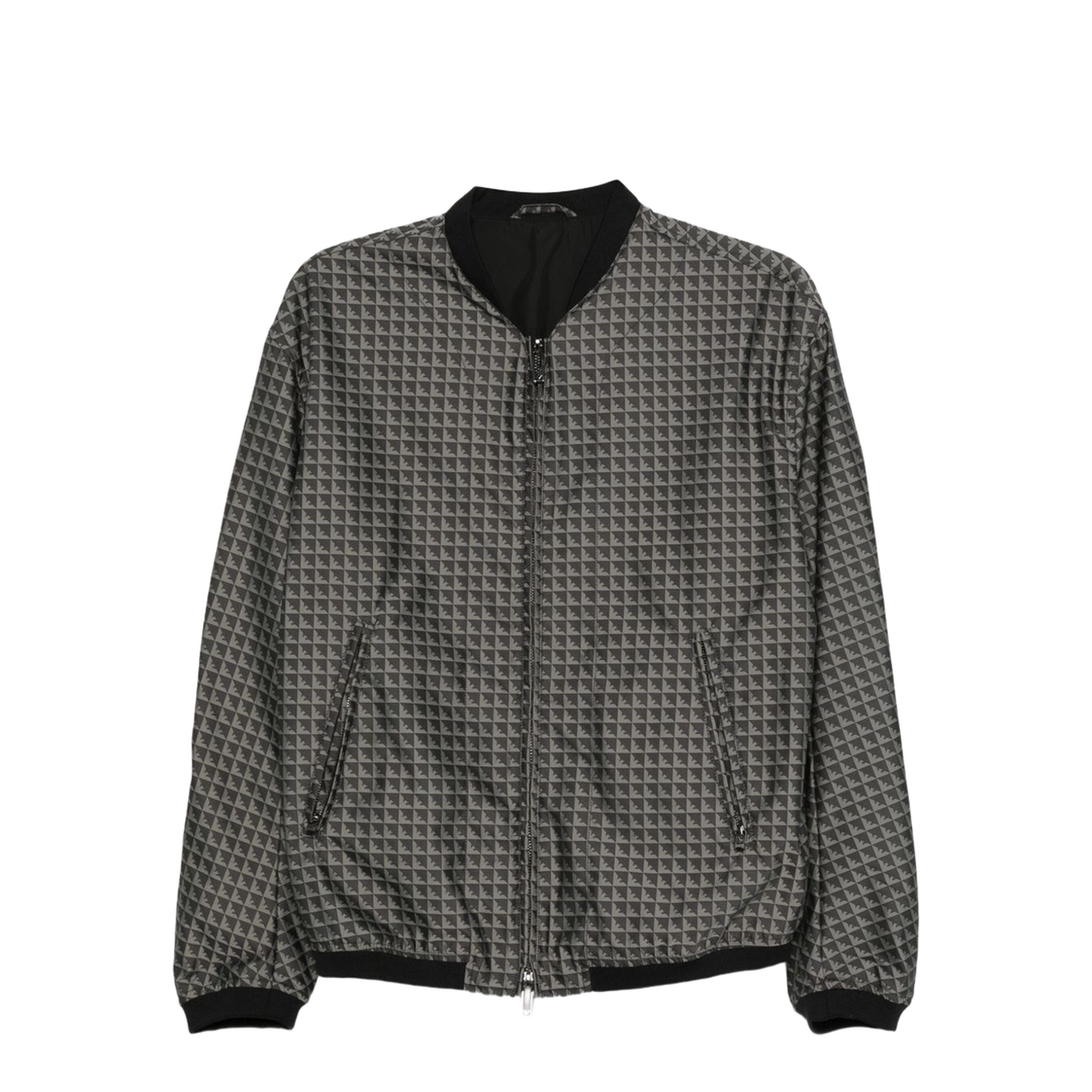 Blouson in Nylon Jacquard with Repeated Eagle Motif