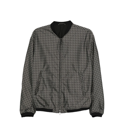 Blouson in Nylon Jacquard with Repeated Eagle Motif