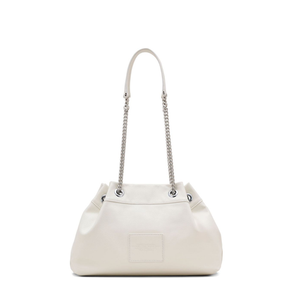 Chain Sack Shoulder Bag In White Leather