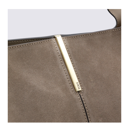 Medium Small Suede Shopping Bag - Beige