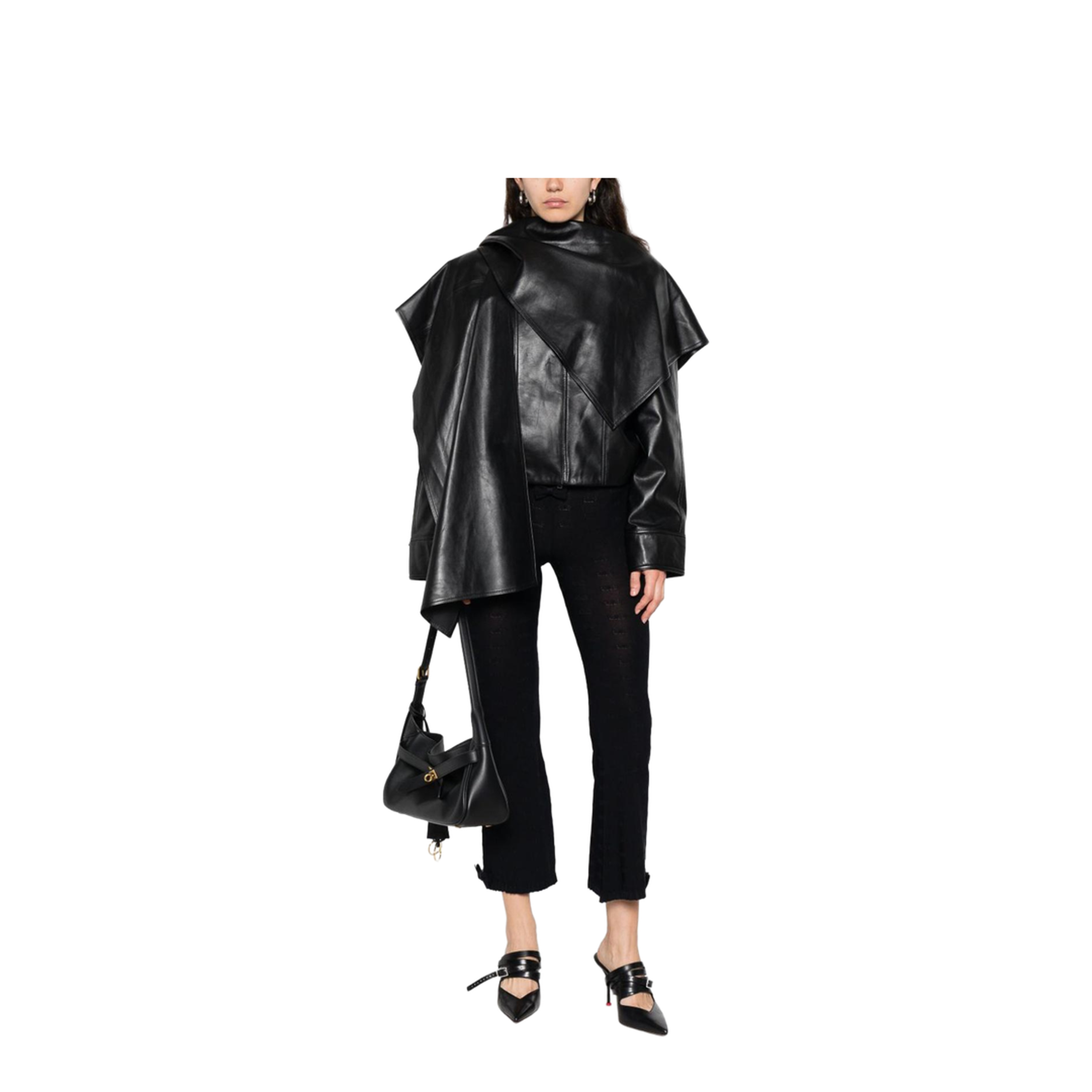 Flared Capri Pants in Black