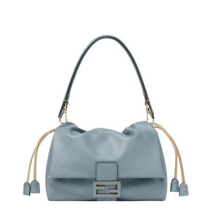 Mamma Baguette Medium Leather Shoulder Bag - Light Blue