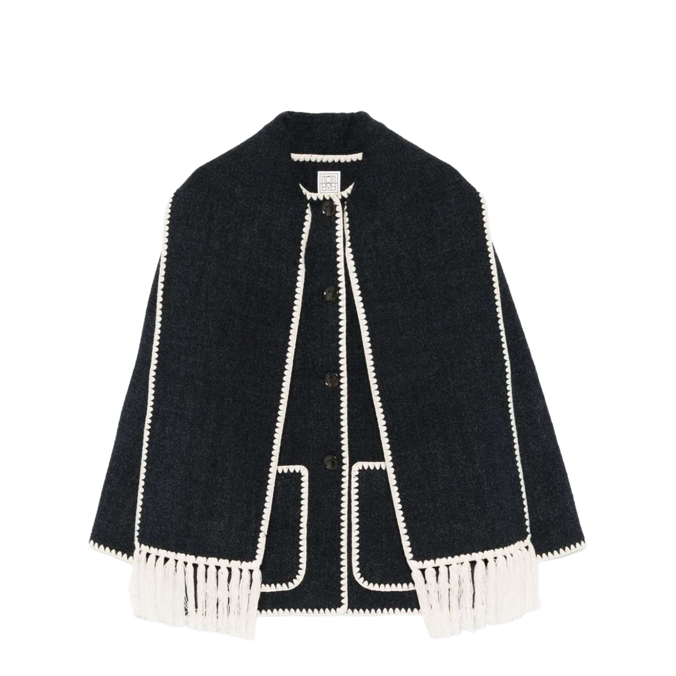 Embroidered Scarf Jacket - Dark Grey