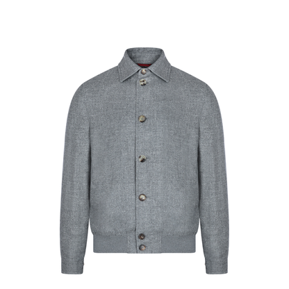 Men's Buttoned Knit Jacket - Grey