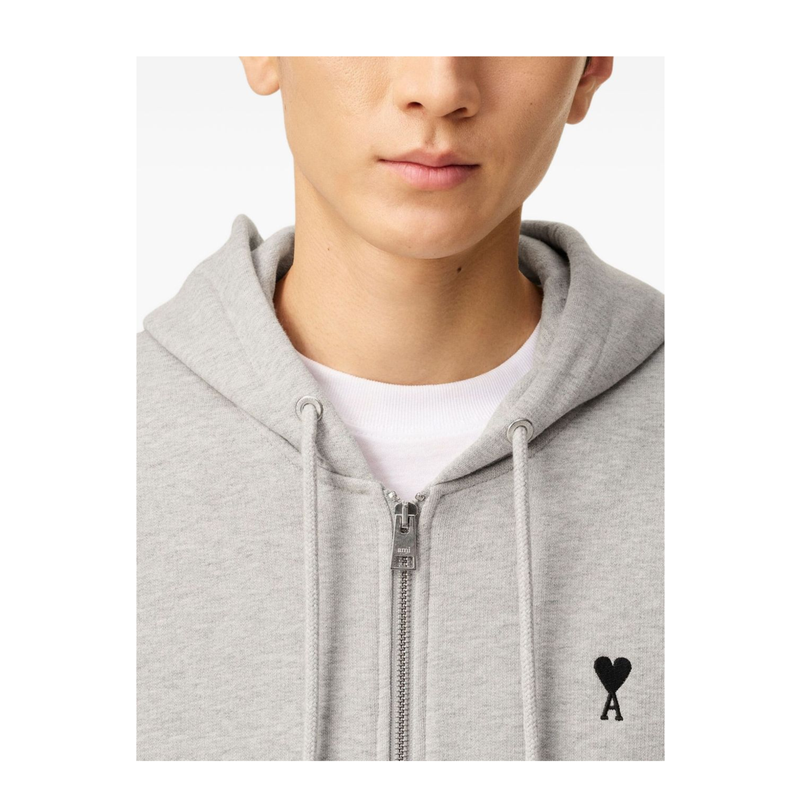 Grey Cotton Zipped Hoodie