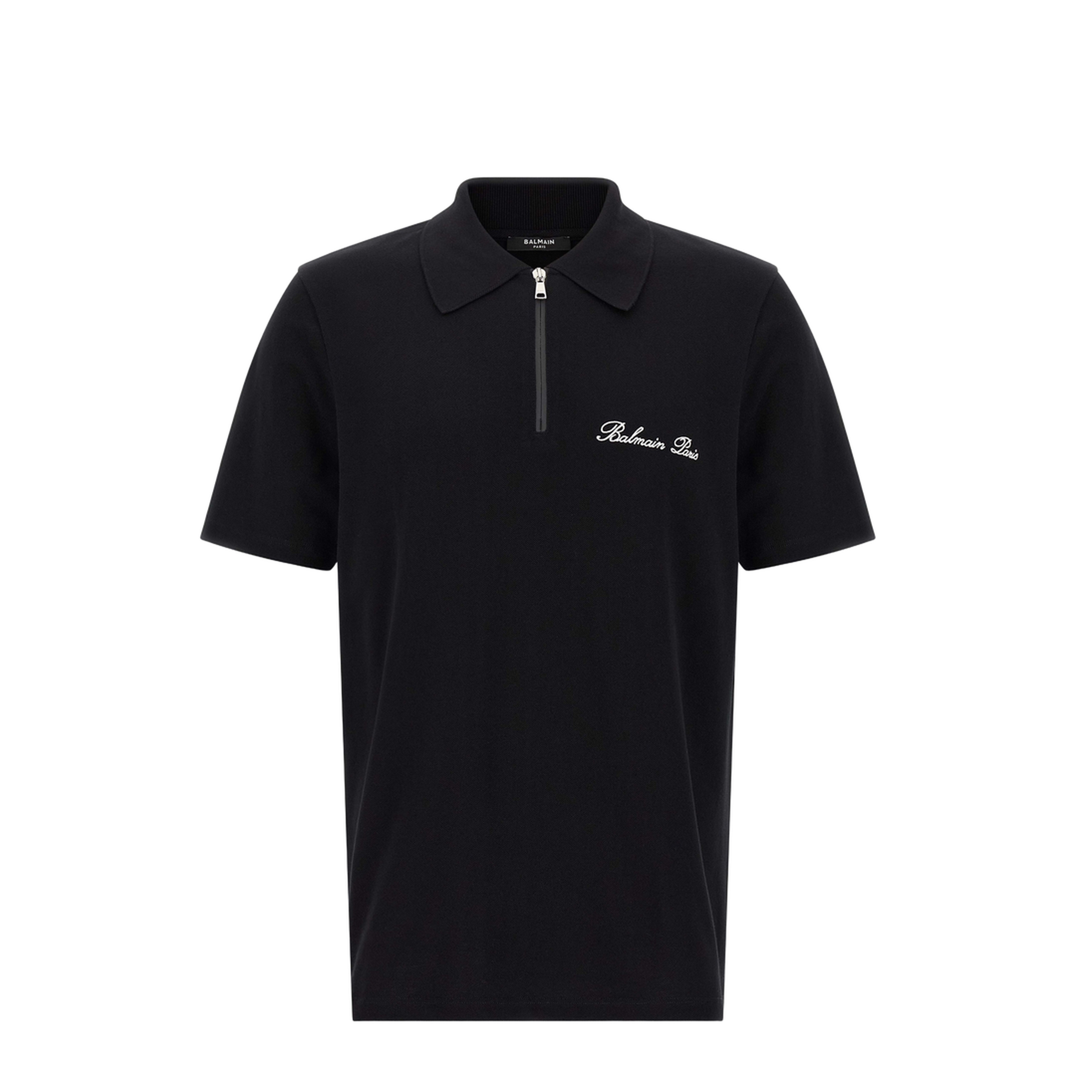 Short-Sleeved Polo Shirt Embroidery Black