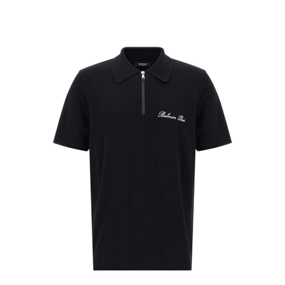 Short-Sleeved Polo Shirt Embroidery Black