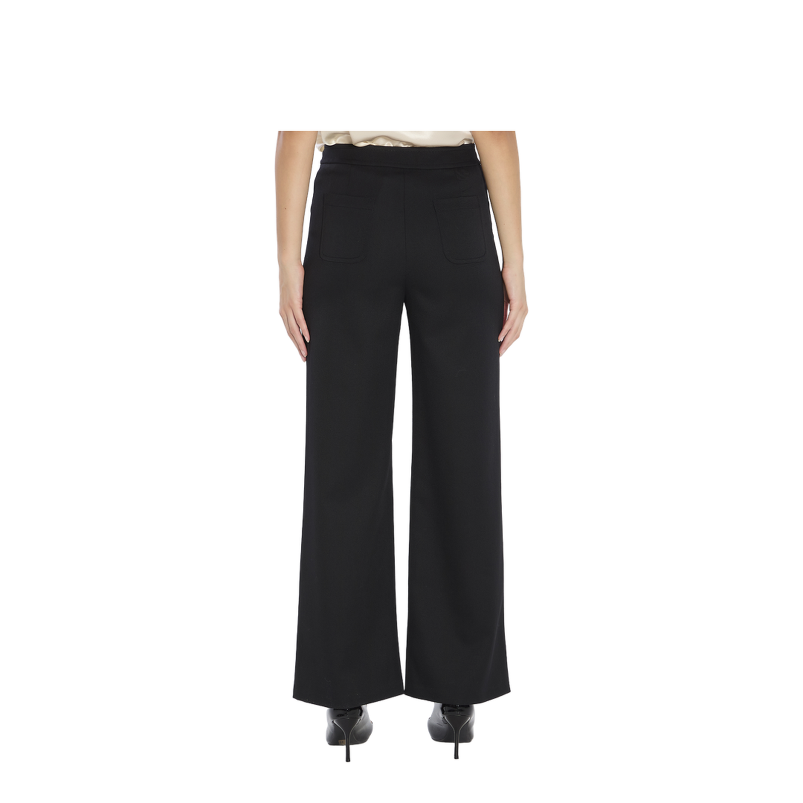 Black Wool Trousers With A Diagonal Weave