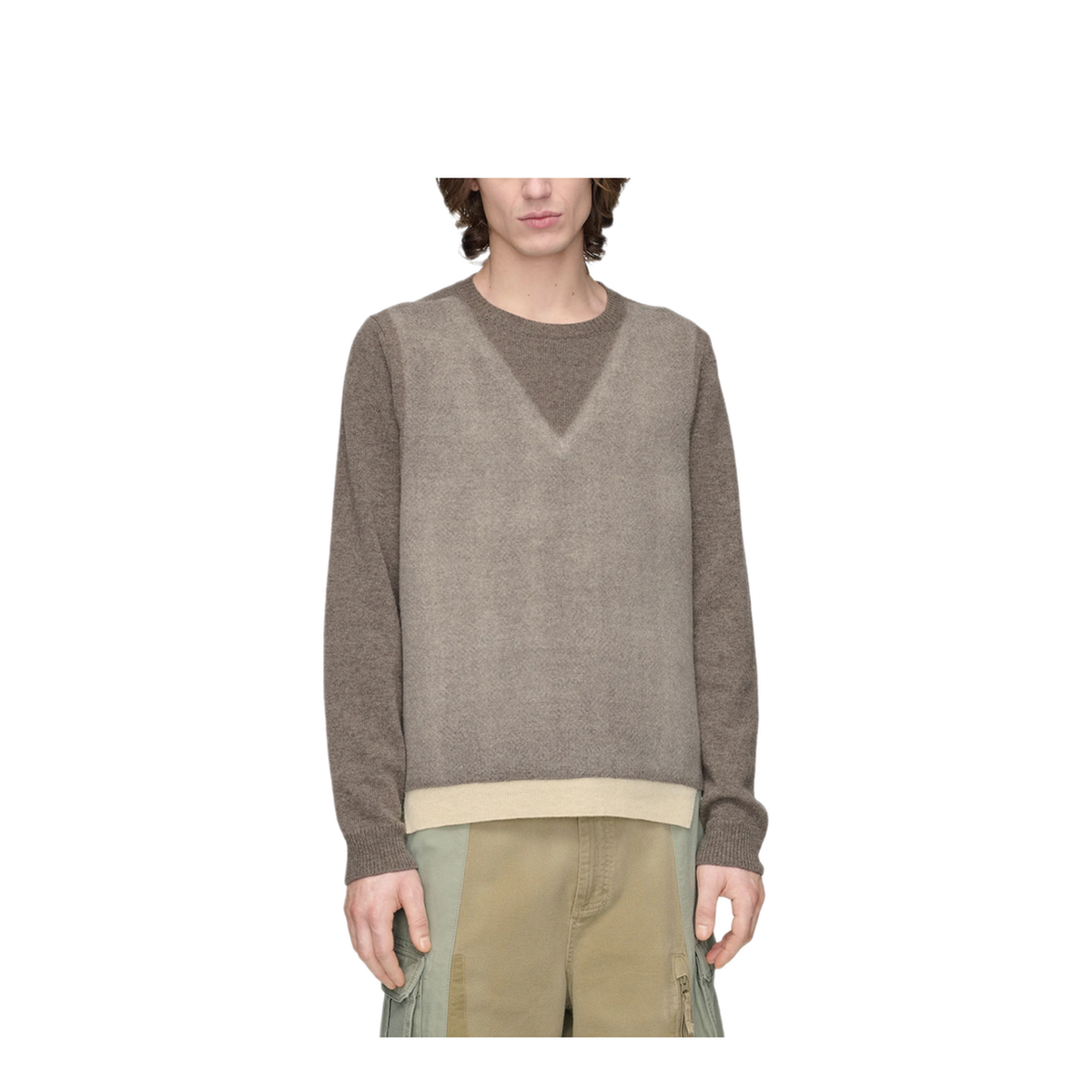 Virgin Wool Crewneck Sweater In Fused Knit