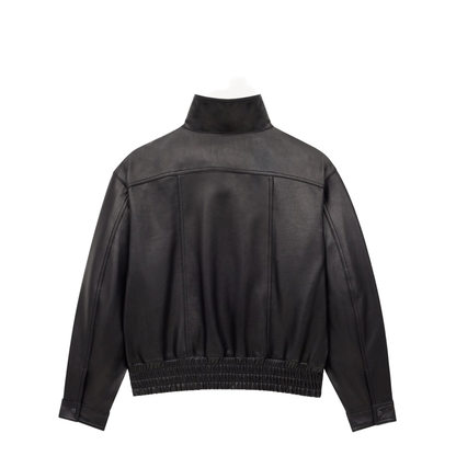 Bomber Jacket in Plunged Lambskin