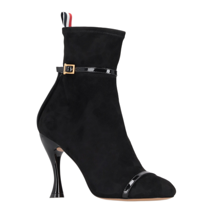 MAYFEYR - Thom Browne - Trompe L'Oeil 4-Bar Sandal Ankle Boot W/ 105Mm Round Curved Heel In Stretch Soft Suede - FFB263AL0178001