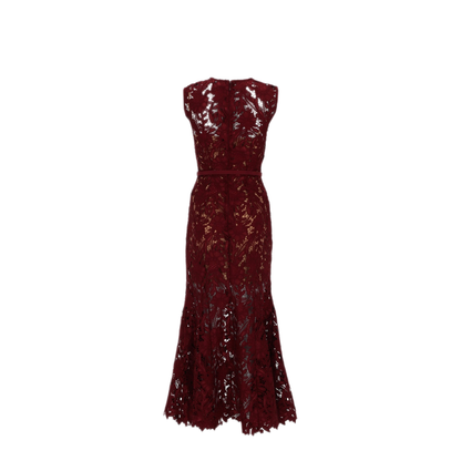 MAYFEYR - Self Portrait - Floral Lace Midi Dress - RS26167MABUBURGUNDY