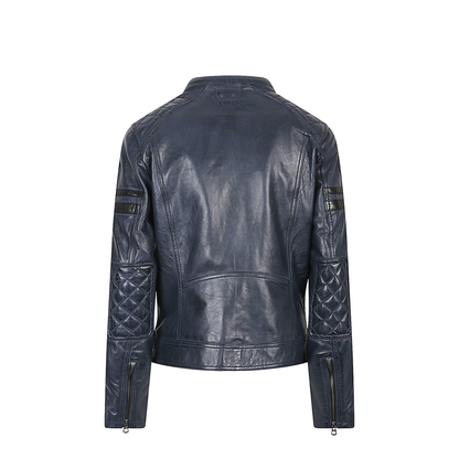 Leather Moto Jacket Blue and Green