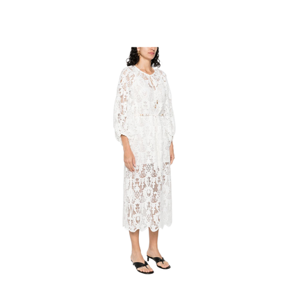 Coco Lace Midi Dress in White