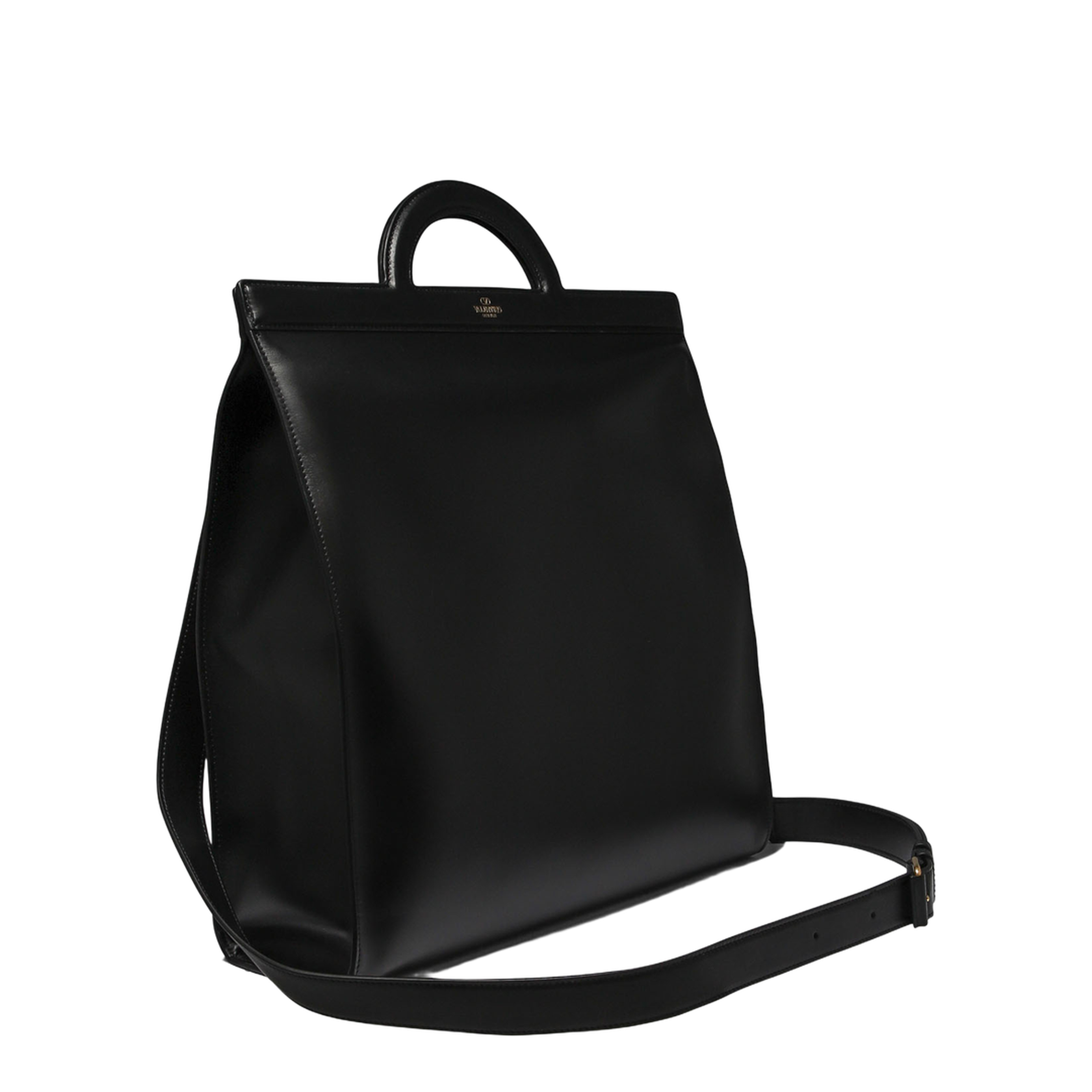 Leather Handbag with Frontal Logo Print