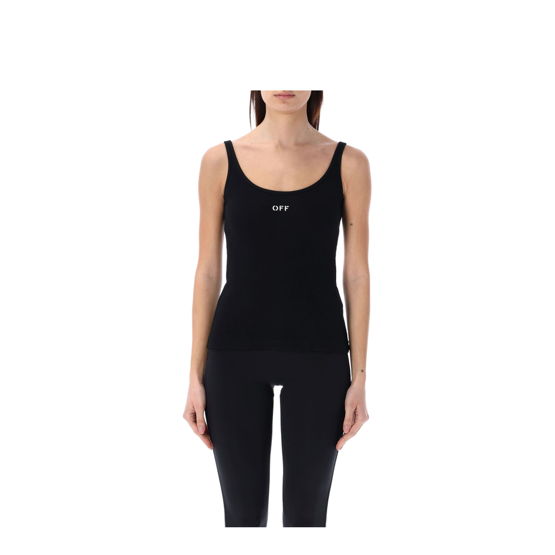 Off Stamp Rib Tank Top Black