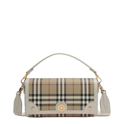 Note Coated Textile Top Handle Bag - Vintage check/soap beige