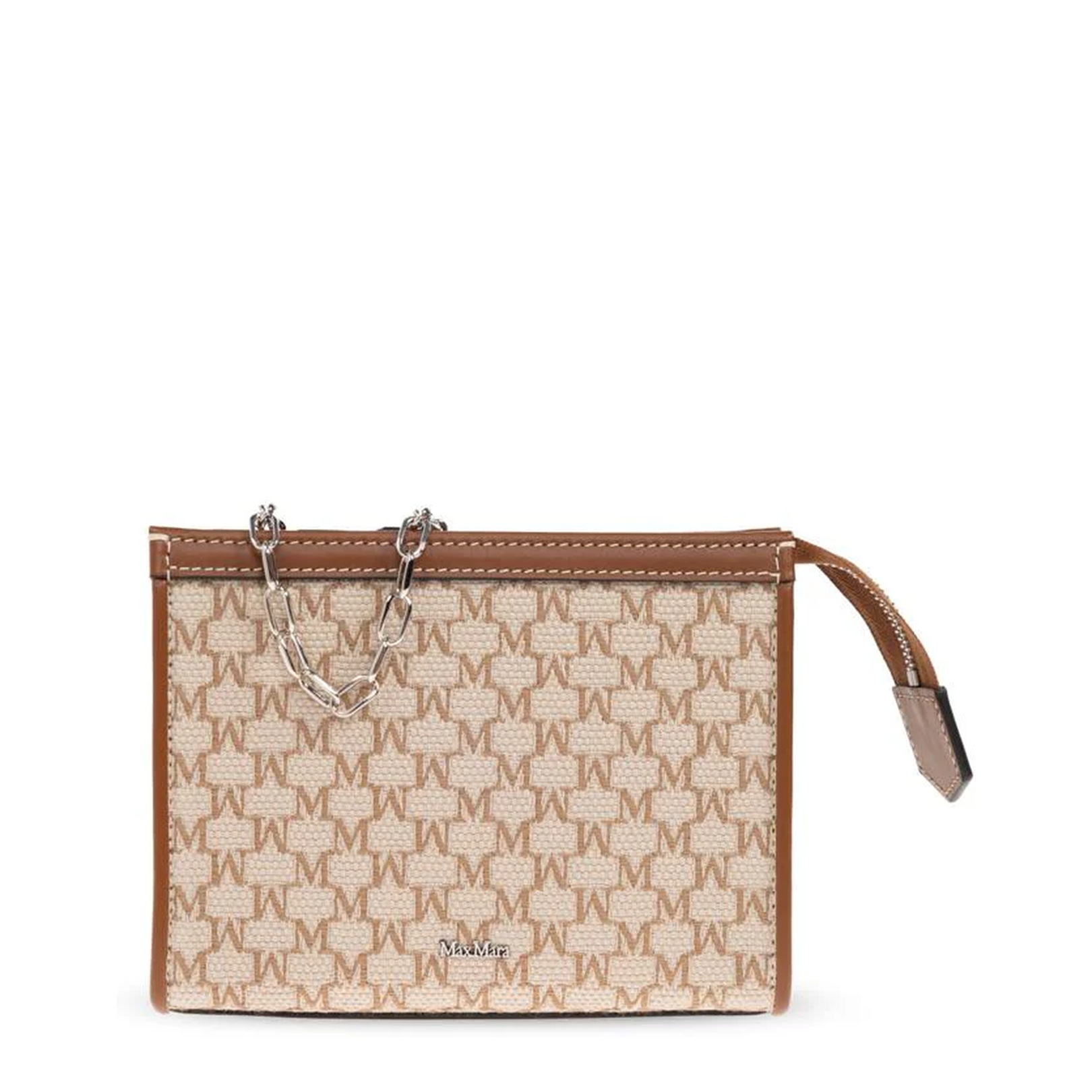 Natural Pouch With Chain And Monogram