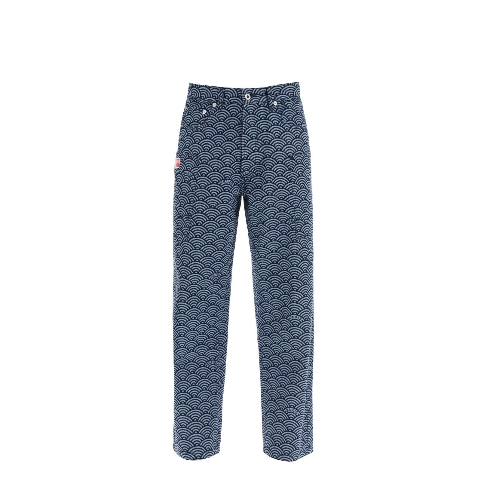 Kenzo monkey workwear jeans with seigaiha print