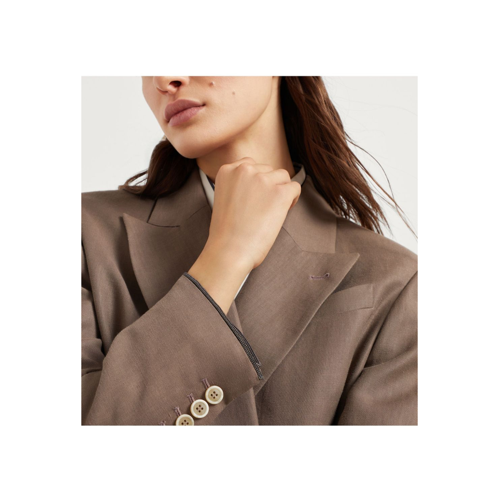 Double-Breasted Linen Blend Jacket
