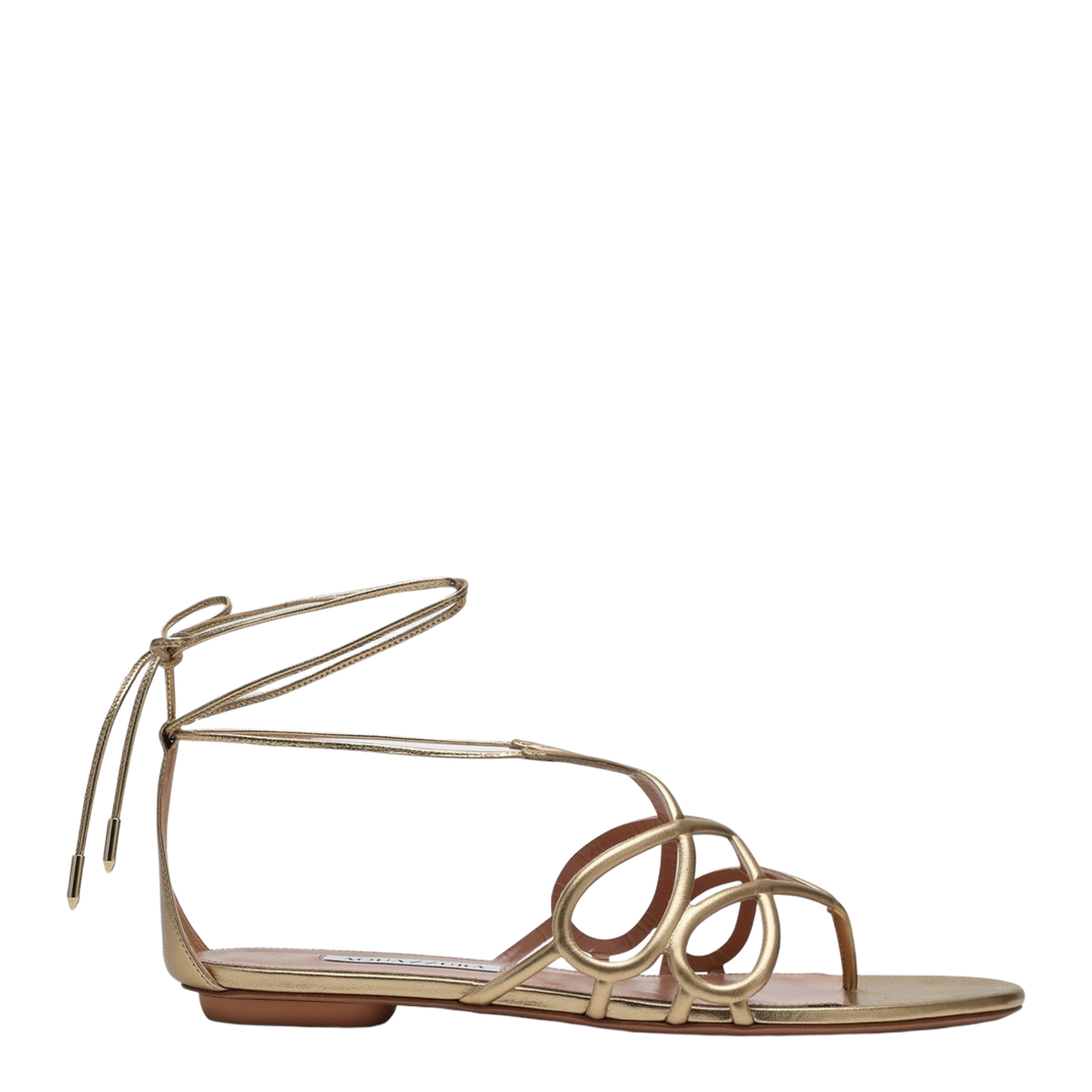 Low Gold Leather Sandal