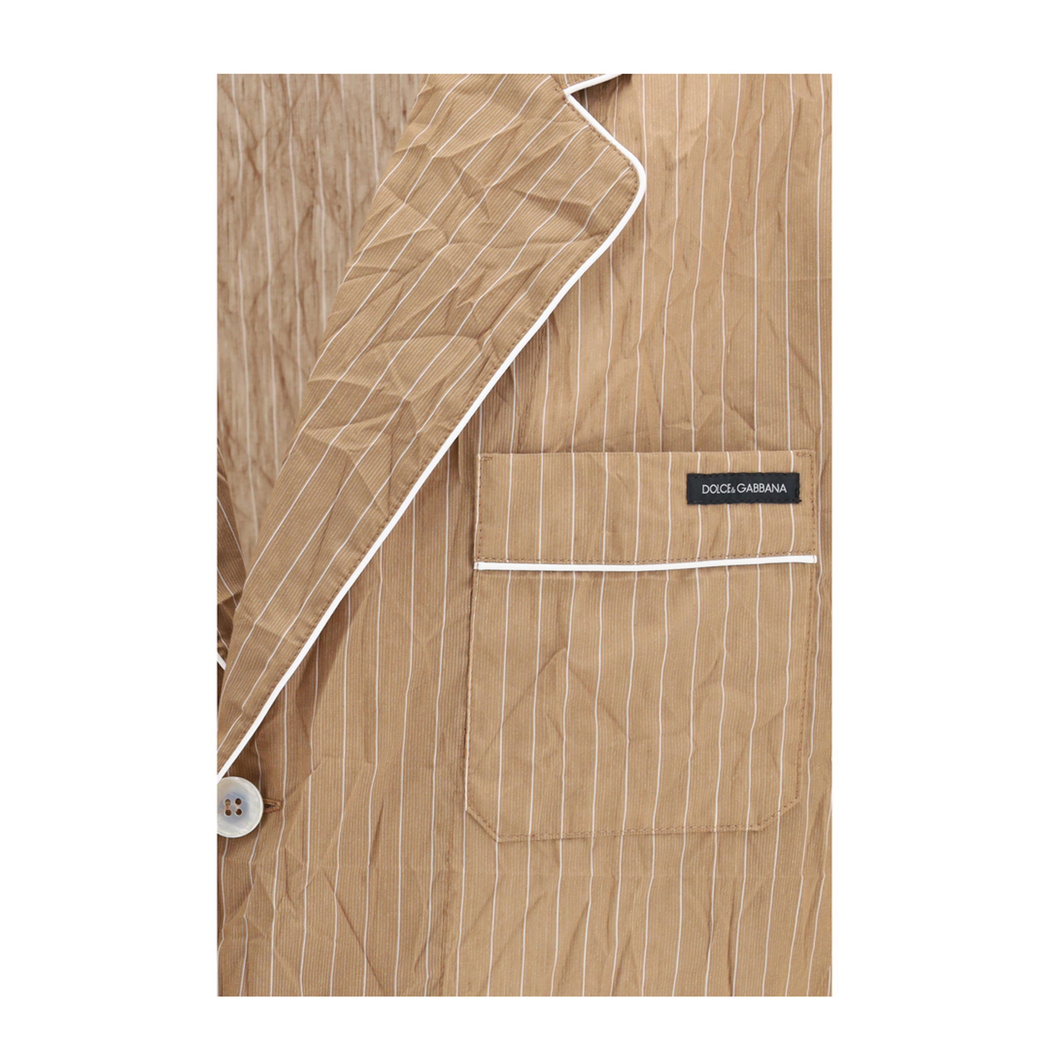 MAYFEYR - Dolce & Gabbana - Vanity Shirt-Style Robe In Froissé Striped Fabric - G2WK2TFBMFT