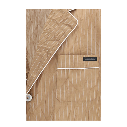 MAYFEYR - Dolce & Gabbana - Vanity Shirt-Style Robe In Froissé Striped Fabric - G2WK2TFBMFT