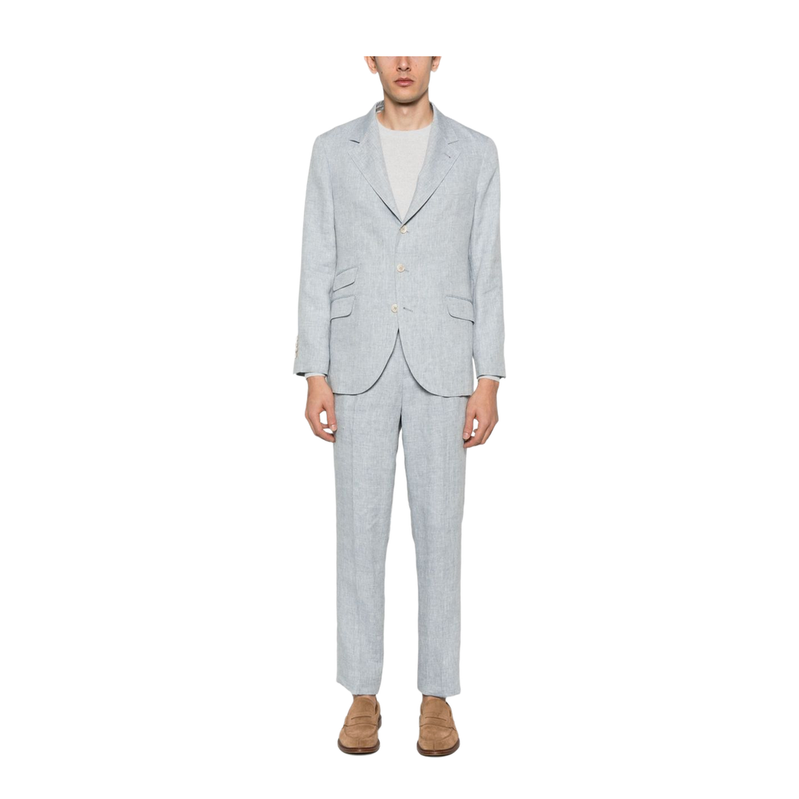 Light Grey Single-Breasted Linen Suit
