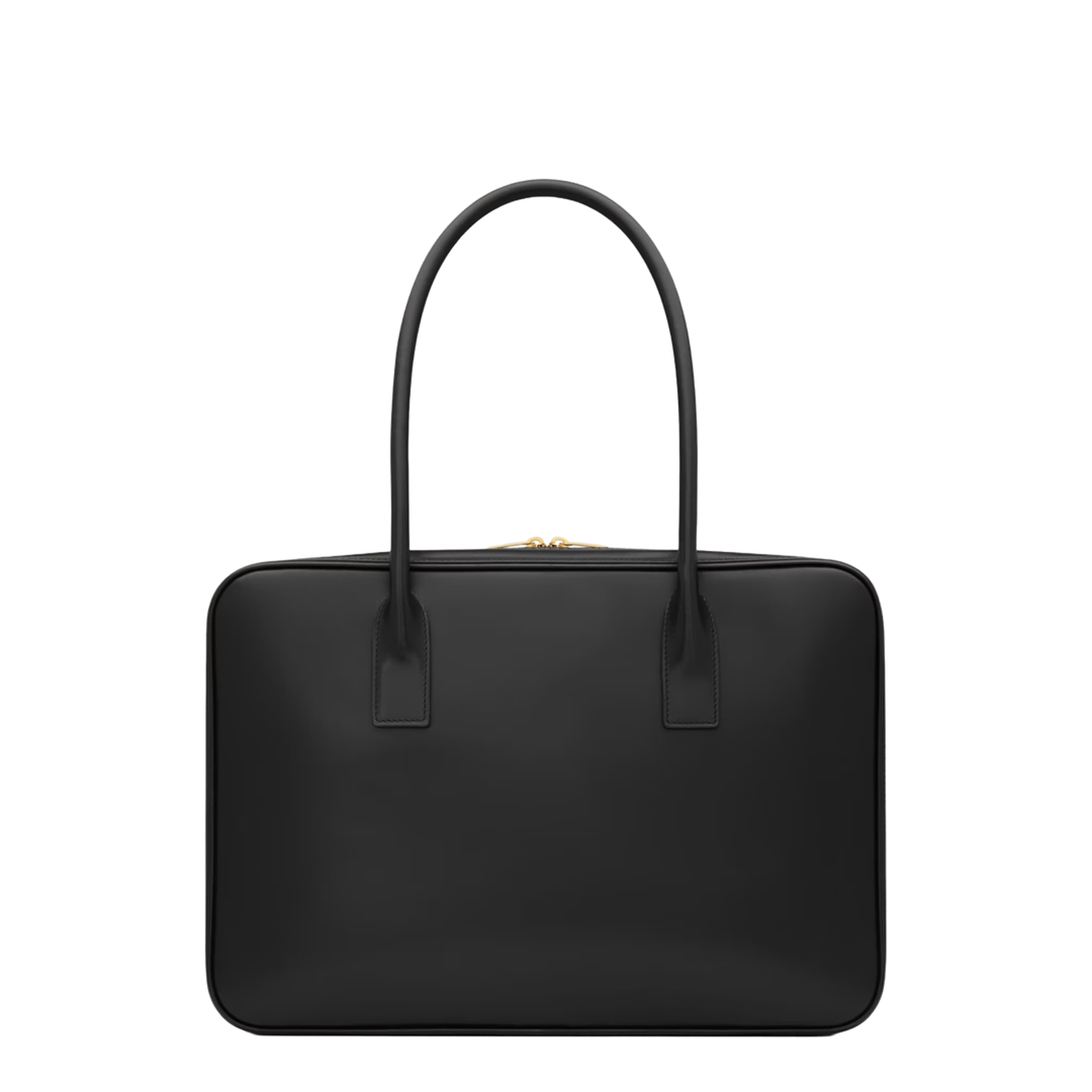 Box Leather Handbag with Metal Padlock Detail