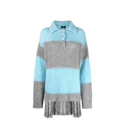Fringed-Edge Sweater Minidress