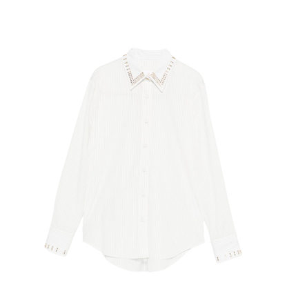 Pinstripe Silk Shirt White