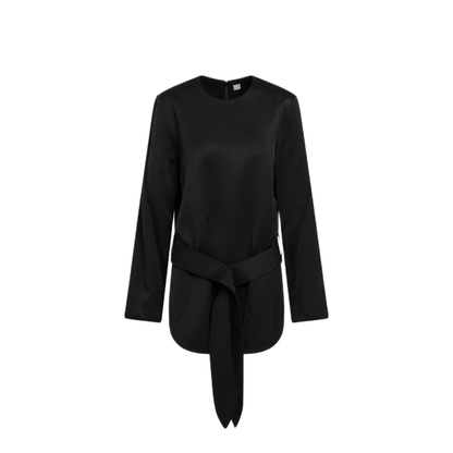 MAYFEYR - Toteme - Heavy Satin Tunic With Belt In Black - 263-WRT0763FB0671001