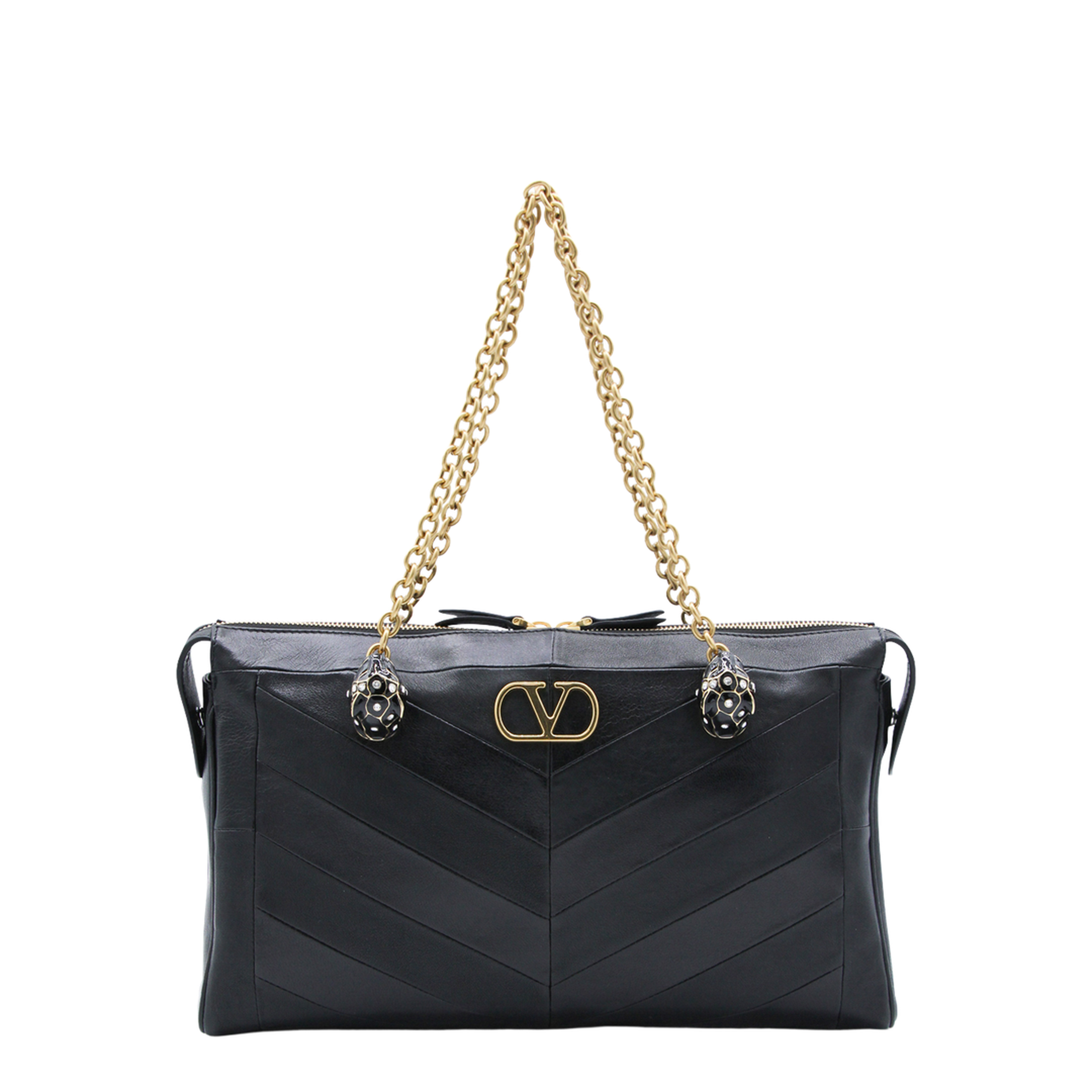 Black Leather Panthea Shopping Bag
