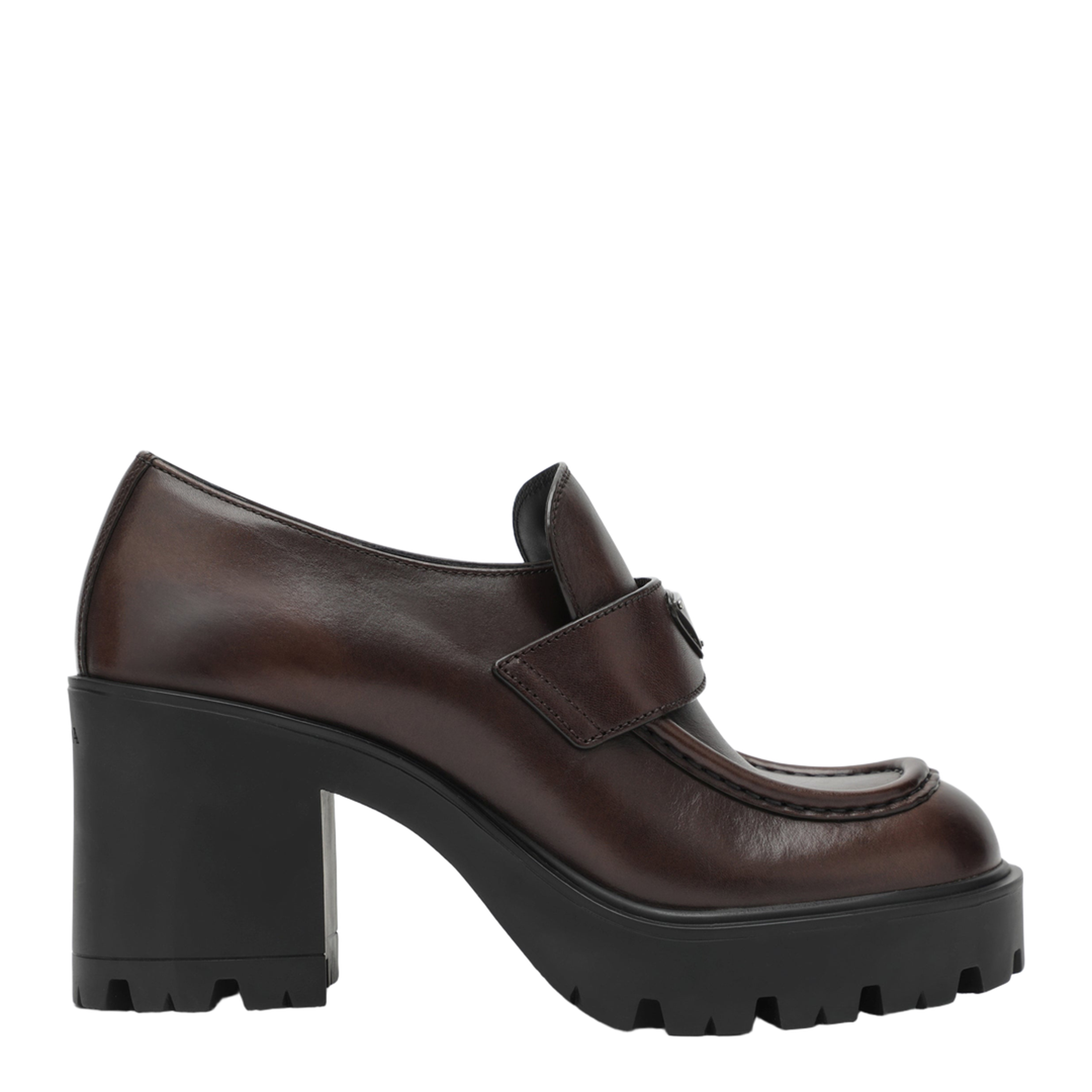 MAYFEYR - Prada - Brown Platform Heeled Loafers - 1D563O0853KDPF0562