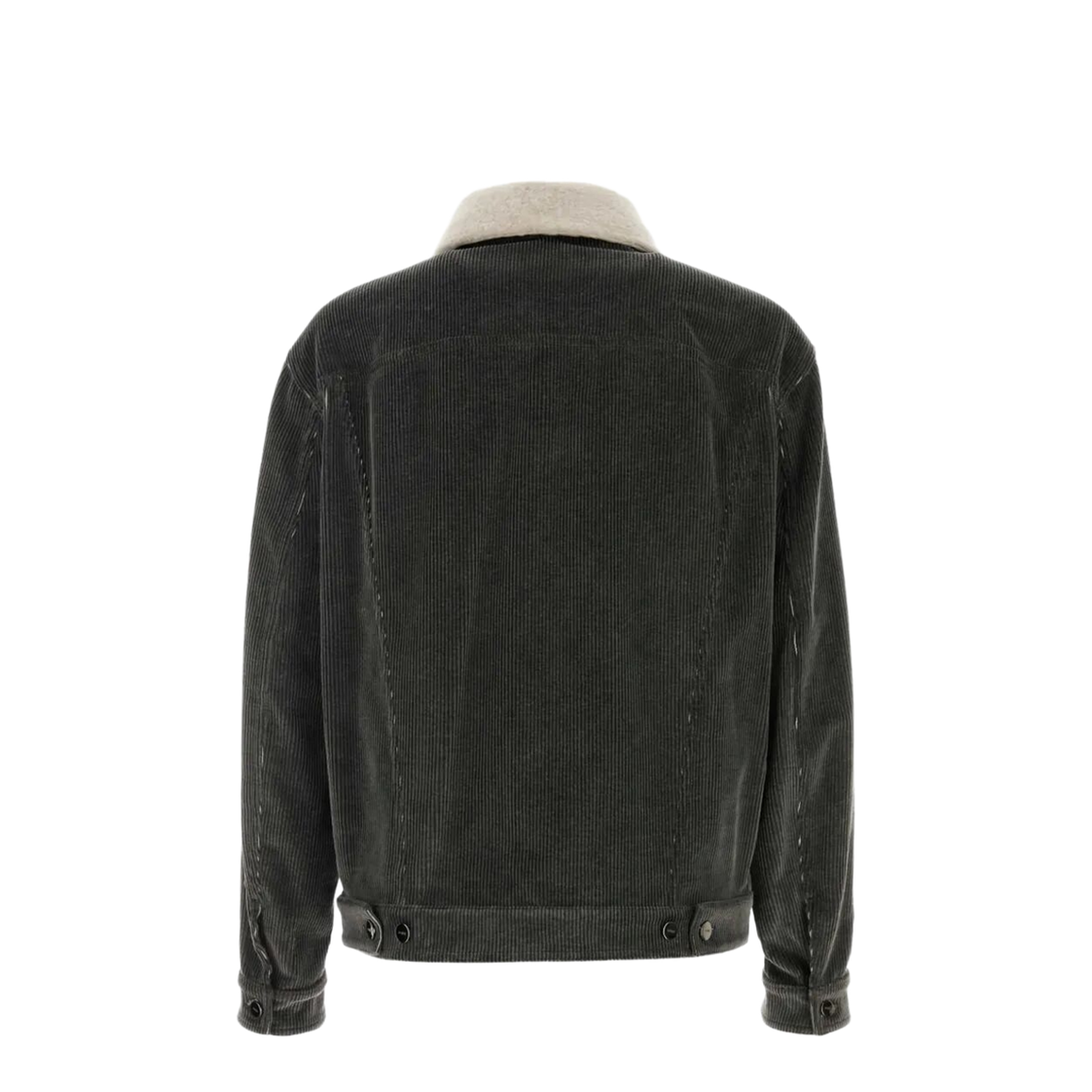 MAYFEYR - Fendi - Faded Stonewash Treatment Corduroy Blouson With Sheepskin Trim Removable Collar - FW1427AVY6