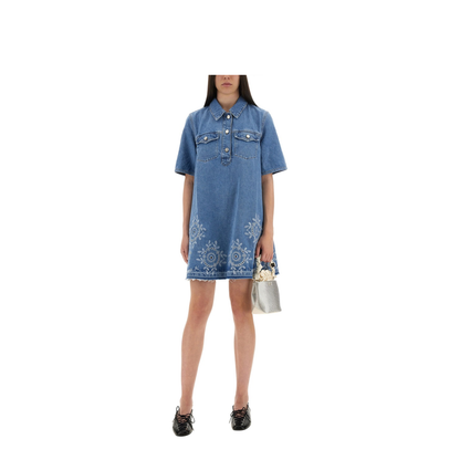 Mini Dress with Sangallo Embroidery