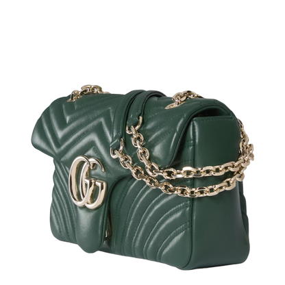 Dark Green Nappa Leather Medium Shoulder Bag