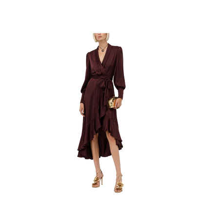 Silk Wrap Midi Dress
