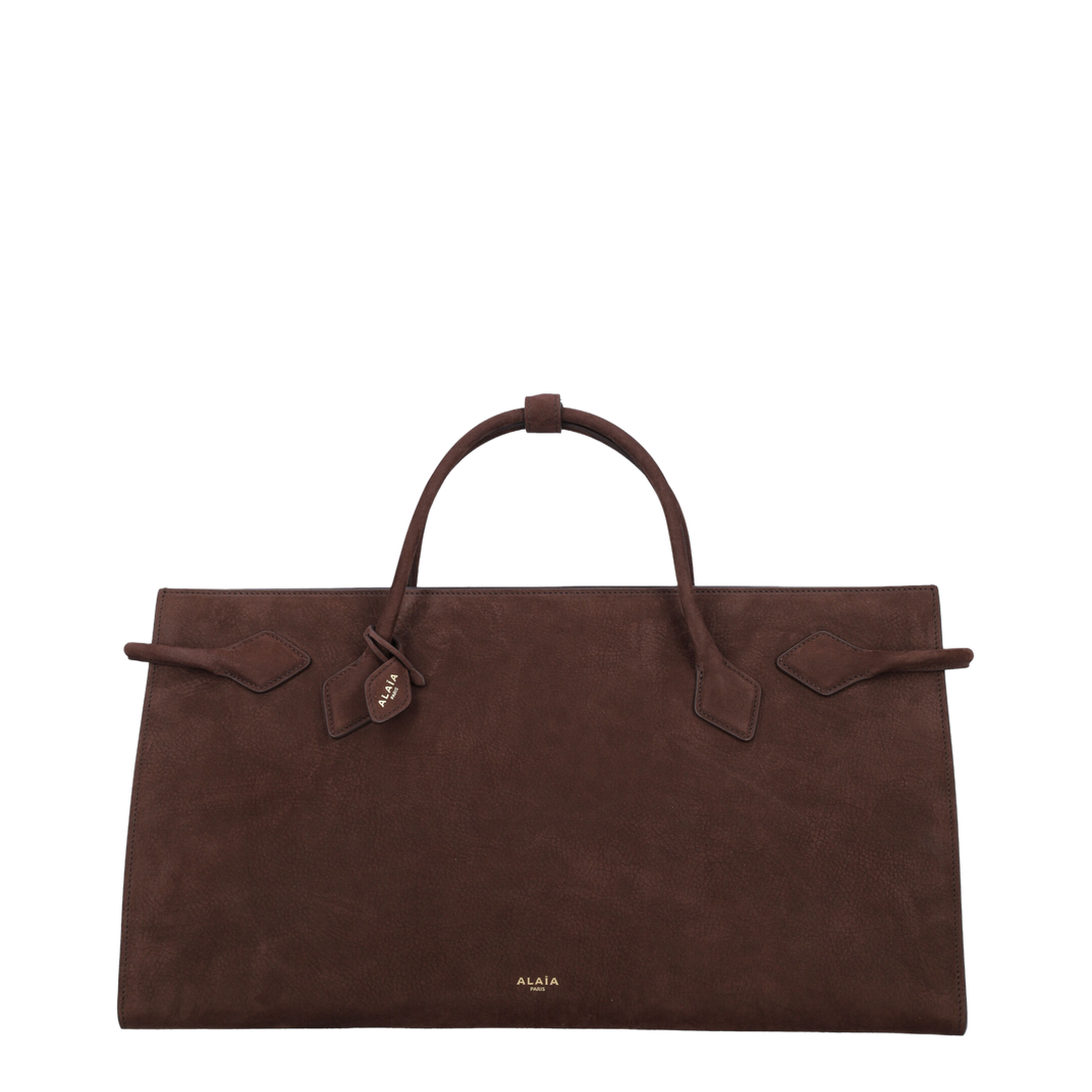 Le Teckel Nubuk Calfskin Tote - Brun Foncé