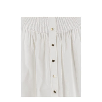 White Stretch Poplin Skirt