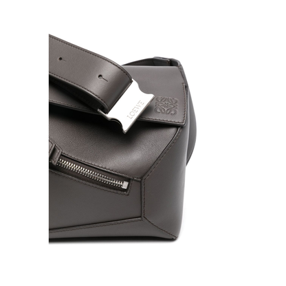 Puzzle Edge Small Calfskin Bumbag - Dark Grey