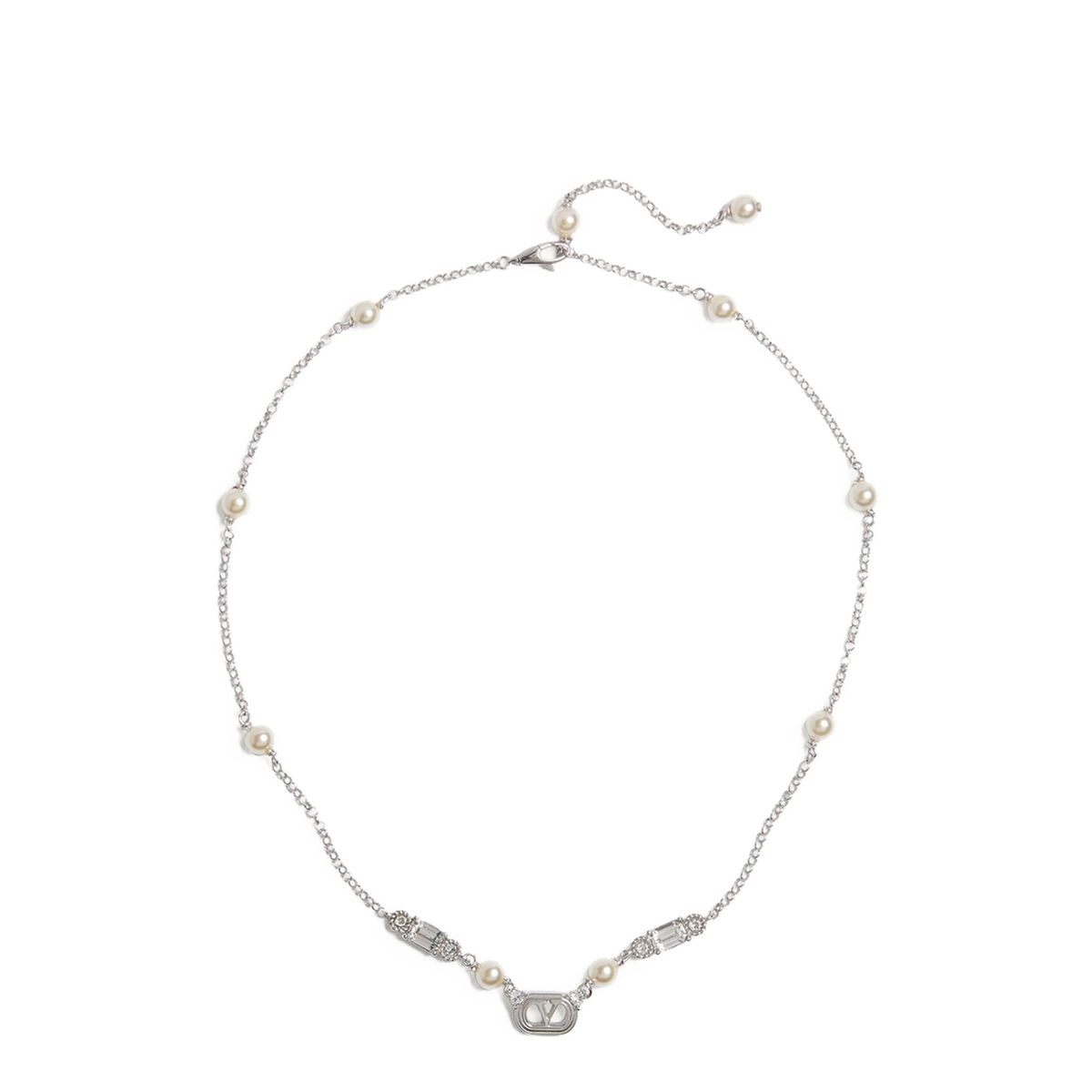 MAYFEYR - Valentino - Ovalette Necklace In Metal Pearls And Crystals - 9W2J0BH0WKDDFF