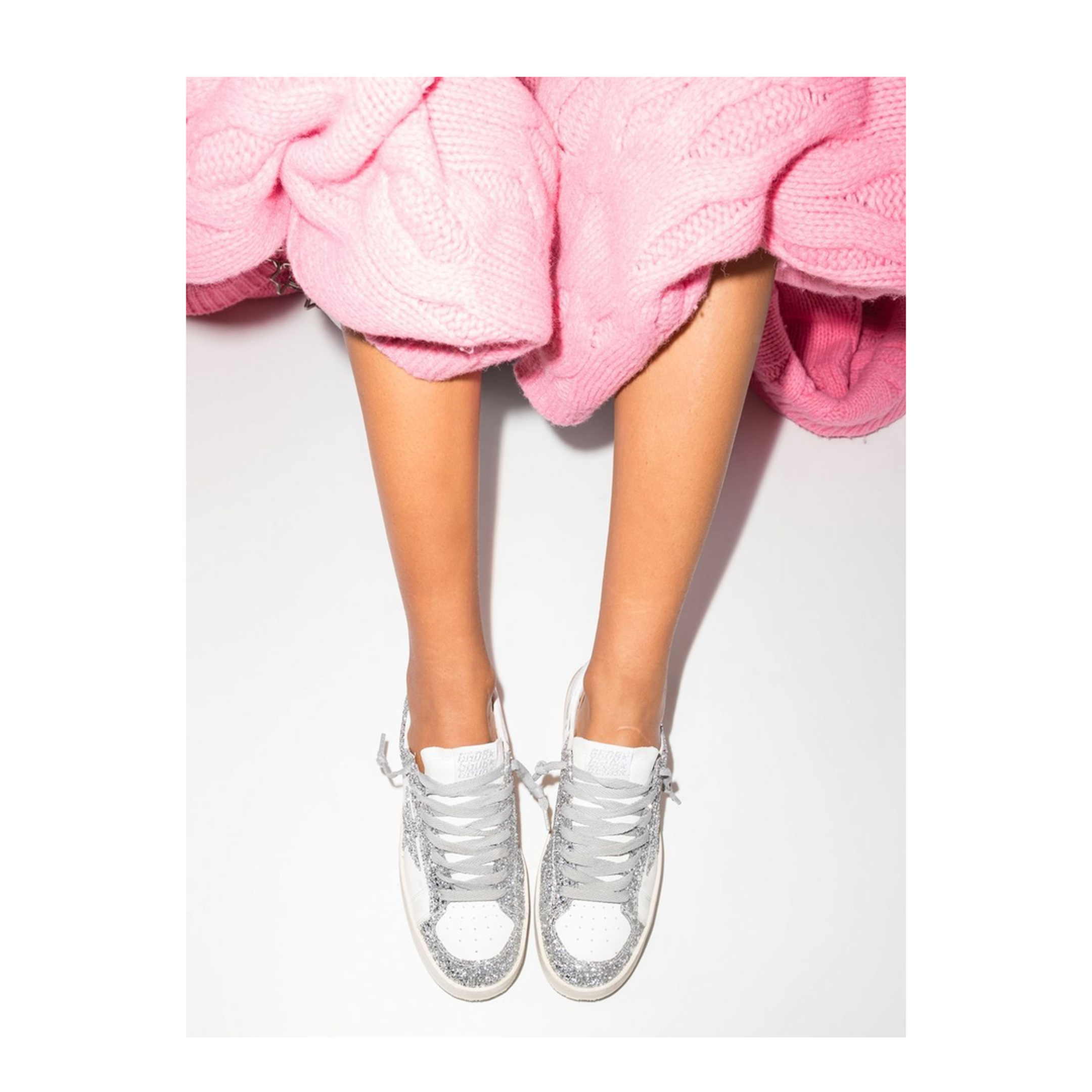 Stardan Sneakers in White and Silver Glitter