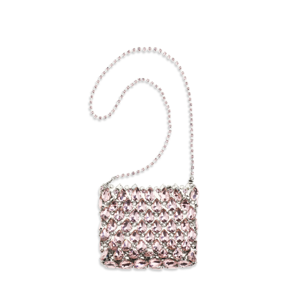 Mini Bag In Metallic Knit With Crystals