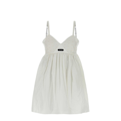 MAYFEYR - Miu Miu - White Cotton Blend Mini Dress - MF6417SOOO196JF0009