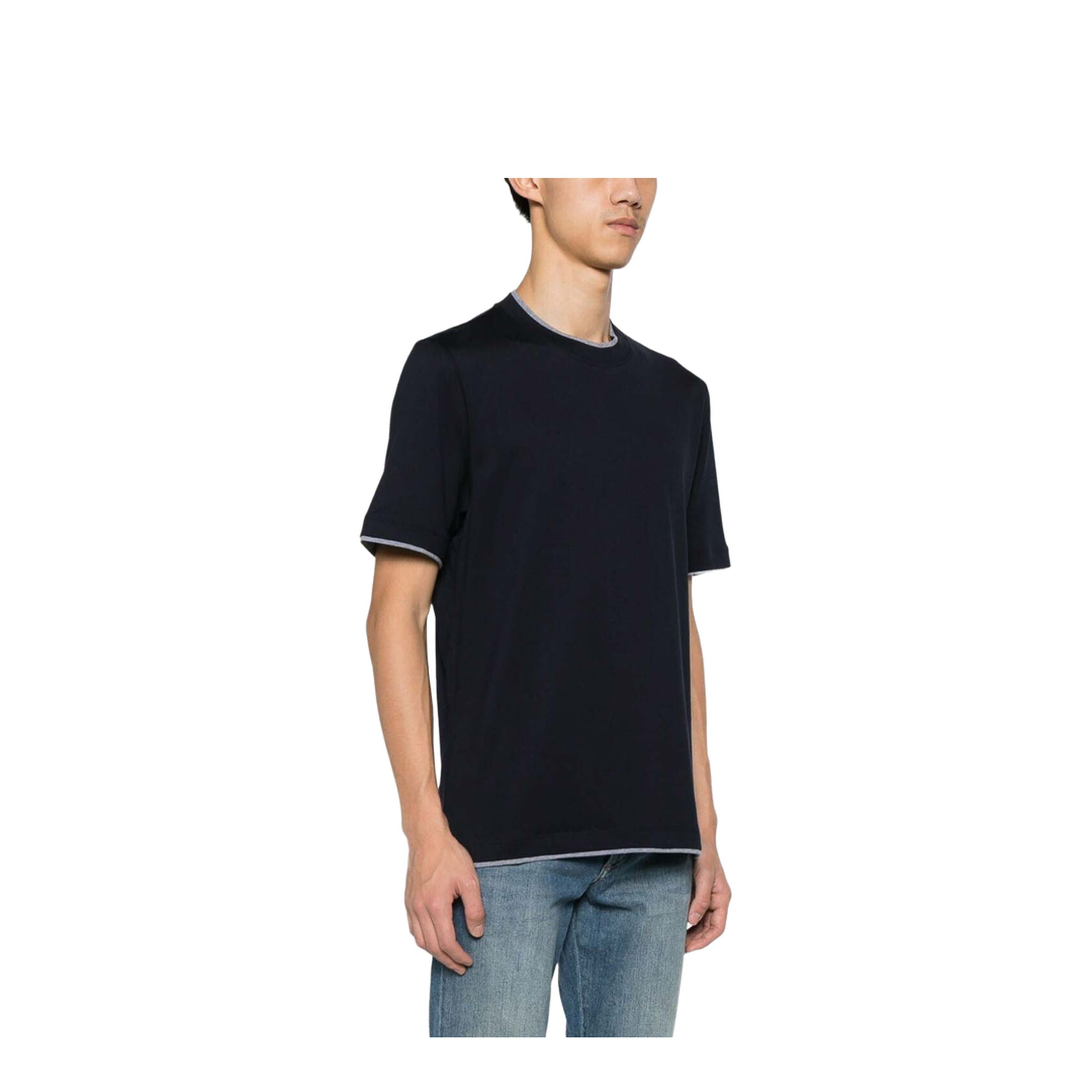 Crew-Neck T-Shirt With Faux-Layering