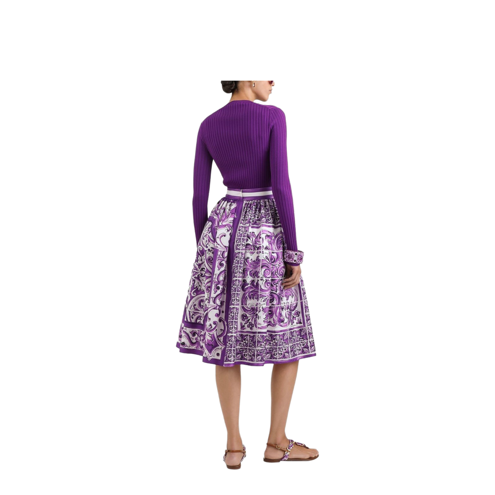Maiolica Print Silk Skirt