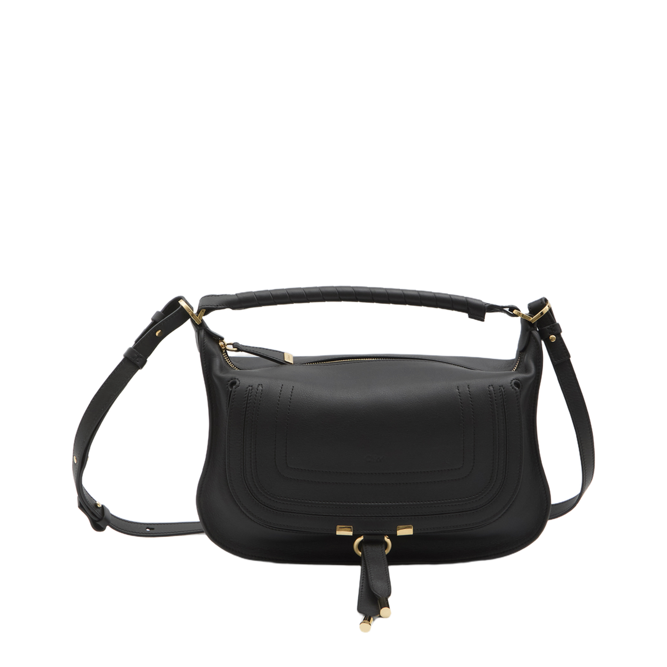 Marcie Small Calfskin Shoulder Bag - Black