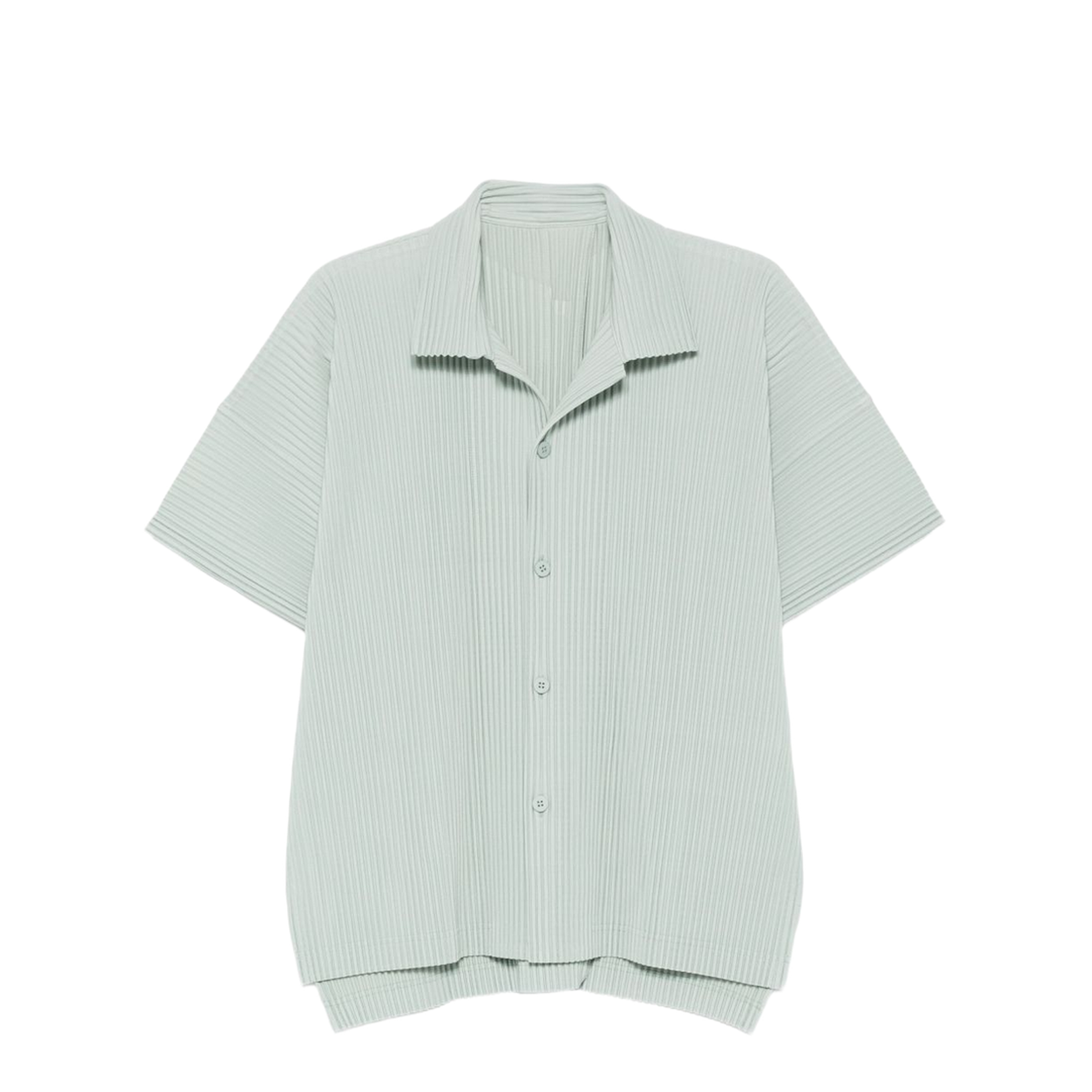 Light Green Short Sleeves Button Fastening Collared Top