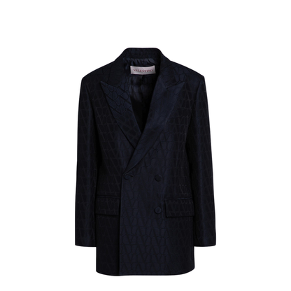 MAYFEYR - Valentino - Navy Blue Double-Breasted Jacket Toile Iconographe - 5B3CE3K08G5598